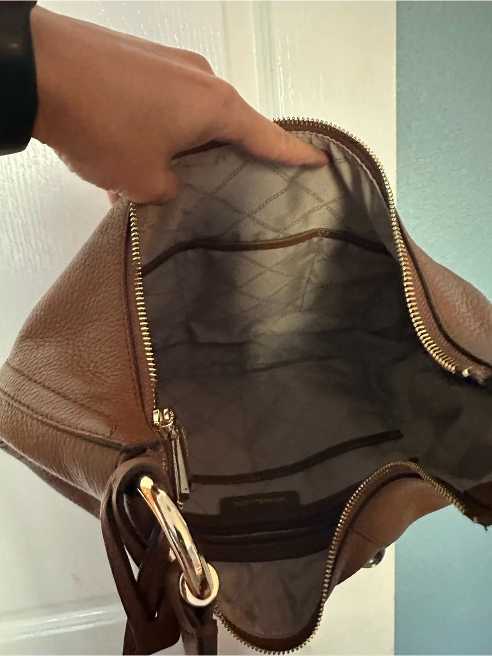 Michael Kors Chestnut Pebbled Leather Shoulder Hobo - Picture 3 of 4